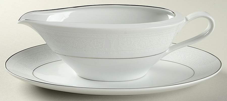 Demure Gravy Boat & Underplate by Fine China of Japan-1