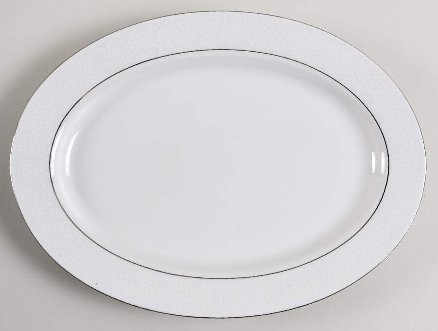 Elegant Lace 12" Oval Serving Platter by Fine China of Japan-1