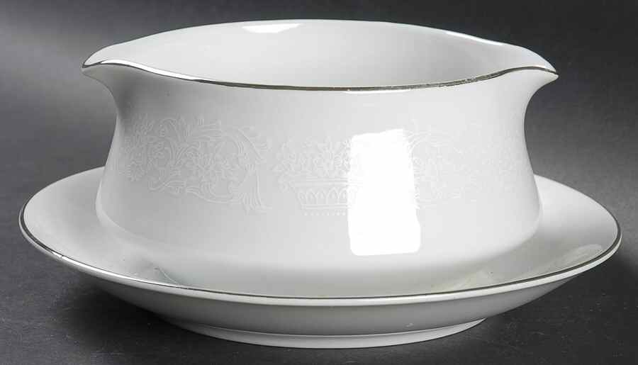 Elegant Lace Gravy Boat with Attached Underplate by Fine China of Japan-1