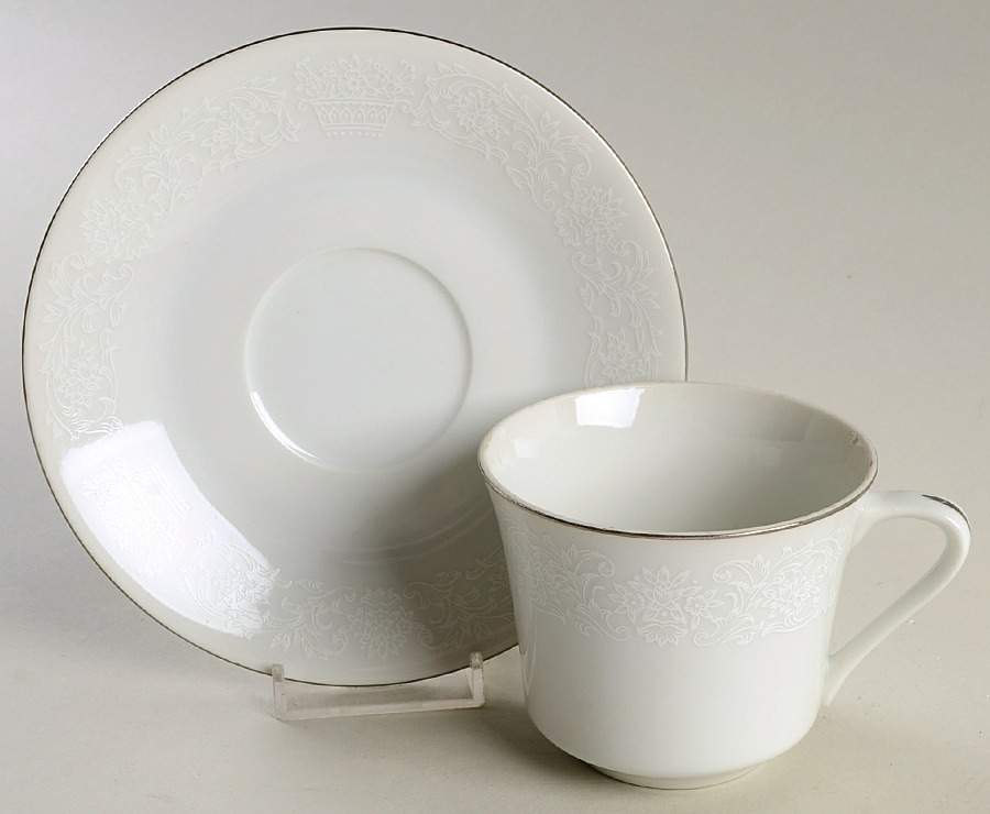 Elegant Lace Flat Cup & Saucer Set by Fine China of Japan-1