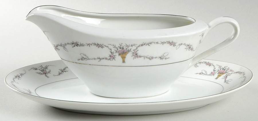 Elmwood Gravy Boat & Underplate by Fine China of Japan-1