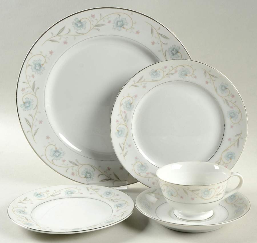 English Garden (Platinum) 5 Piece Place Setting by Fine China of Japan-1