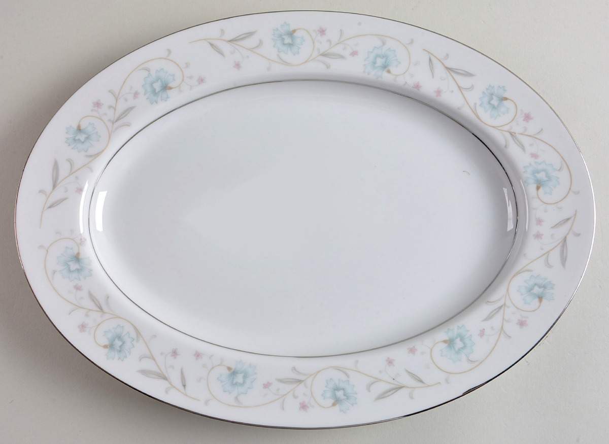 English Garden (Platinum) 12" Oval Serving Platter by Fine China of Japan-1