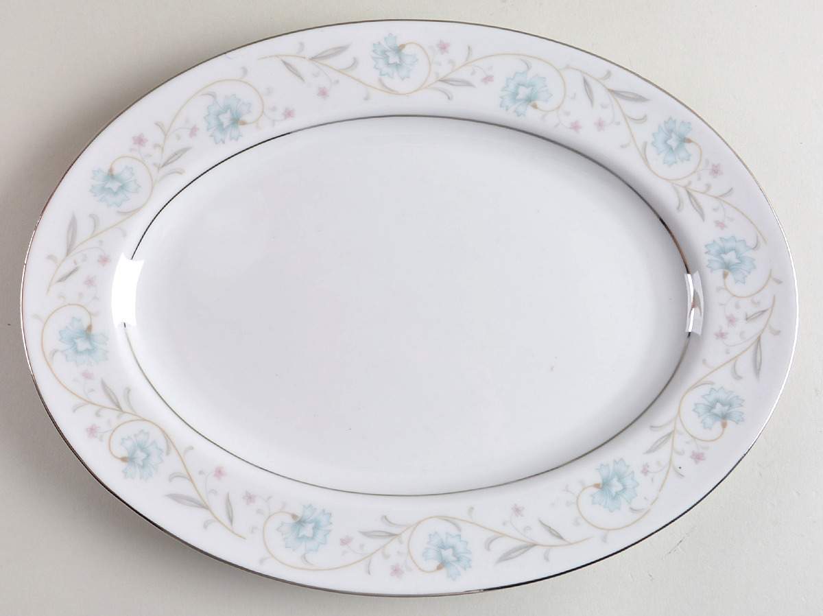 English Garden (Platinum) 11" Oval Serving Platter by Fine China of Japan-1