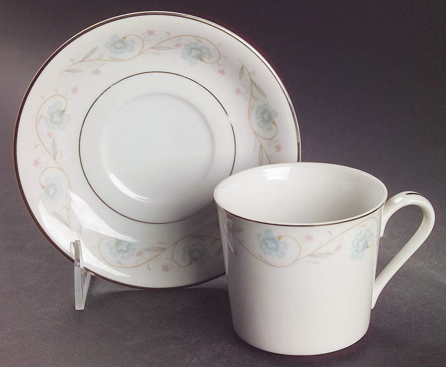 English Garden (Platinum) Flat Cup & Saucer Set by Fine China of Japan-1