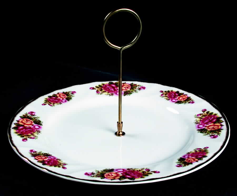 English Garden (Pink & Yellow) Round Serving Plate with Handle (DP) by Robinson Design-1