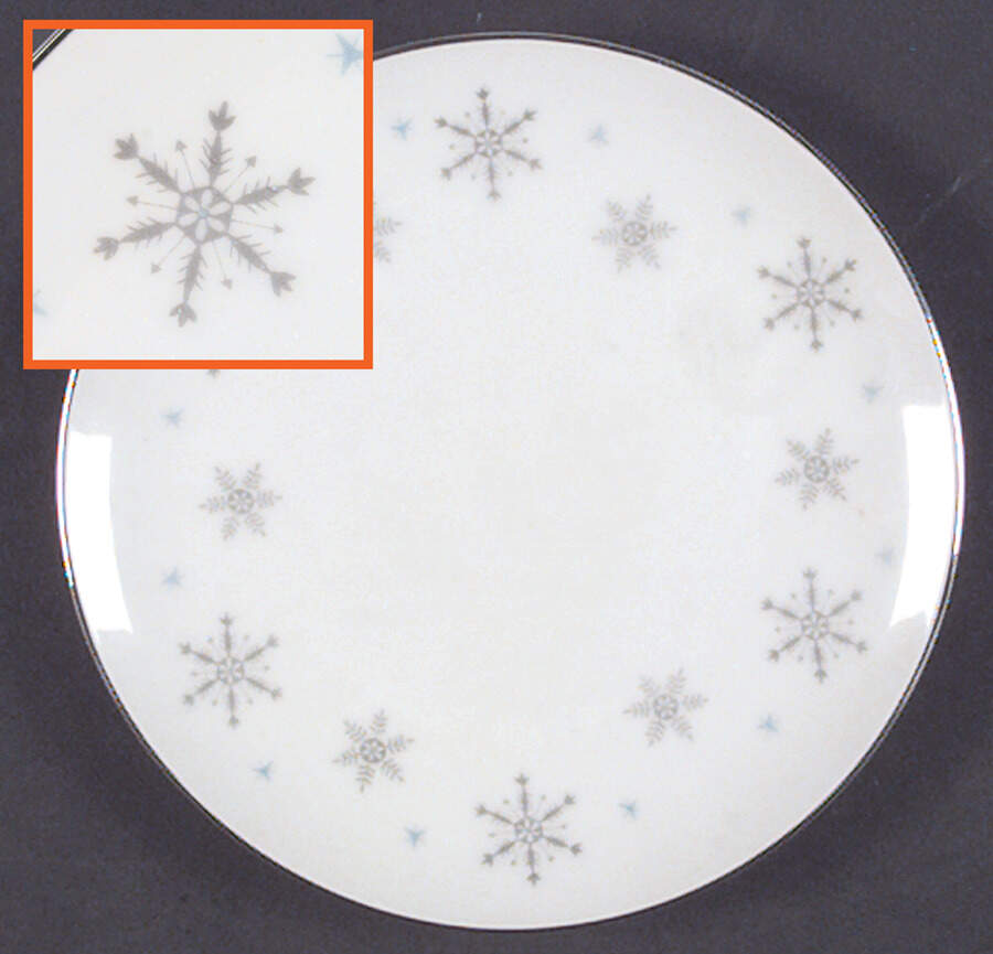 Fantasy (Gray Snowflakes) Bread & Butter Plate by Fine China of Japan-1