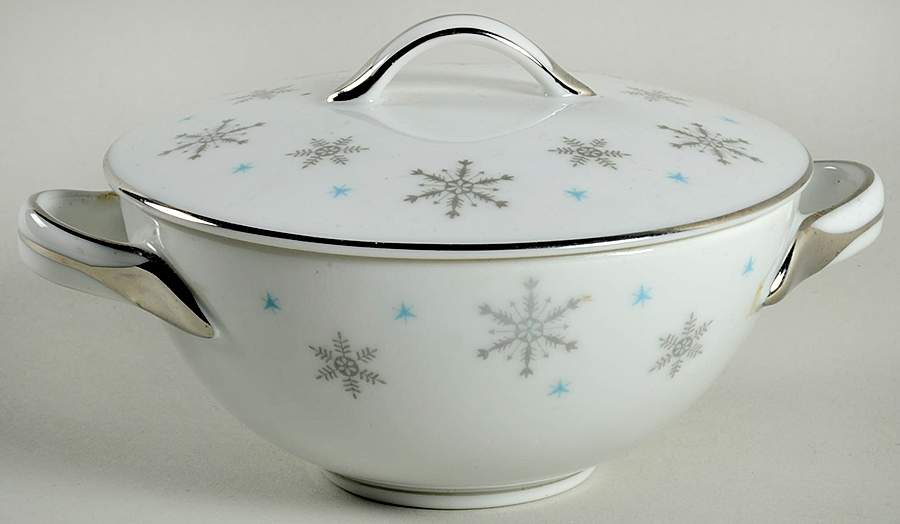 Fantasy (Gray Snowflakes) Sugar Bowl & Lid by Fine China of Japan-1