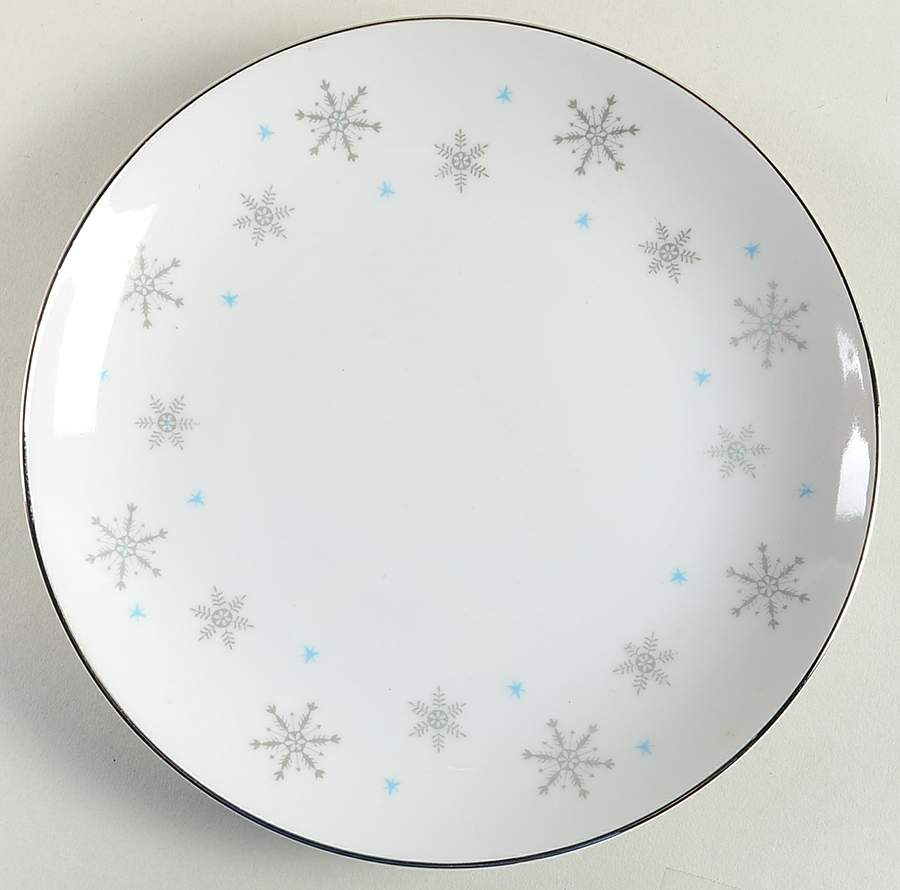 Fantasy (Gray Snowflakes) Salad Plate by Fine China of Japan-1
