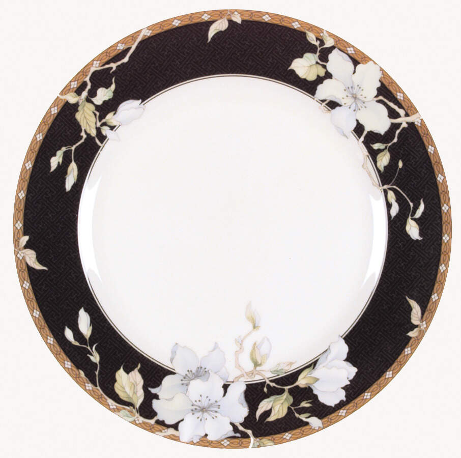 Fantasy (Black and Brown Rim) Dinner Plate by Fine China of Japan-1