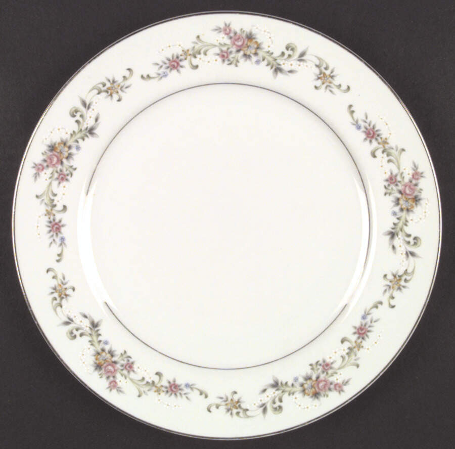 Floral Medley (Green Scrolls) Dinner Plate by Fine China of Japan-1