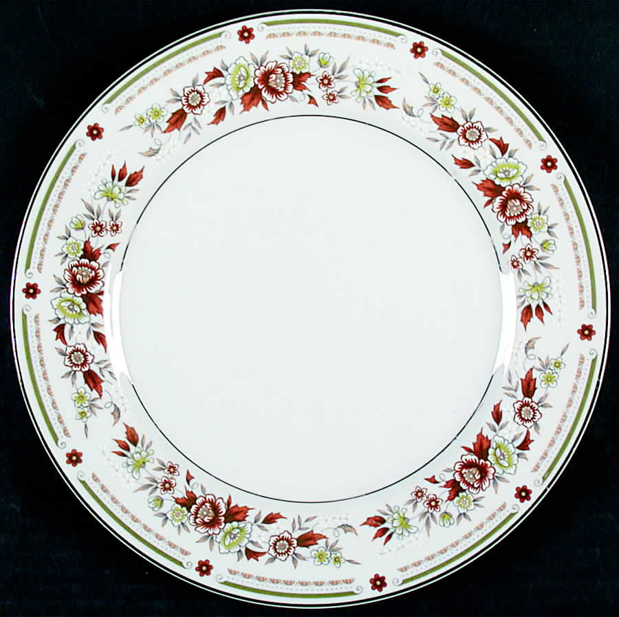 Floral Mist (Green Band) Dinner Plate by Fine China of Japan-1