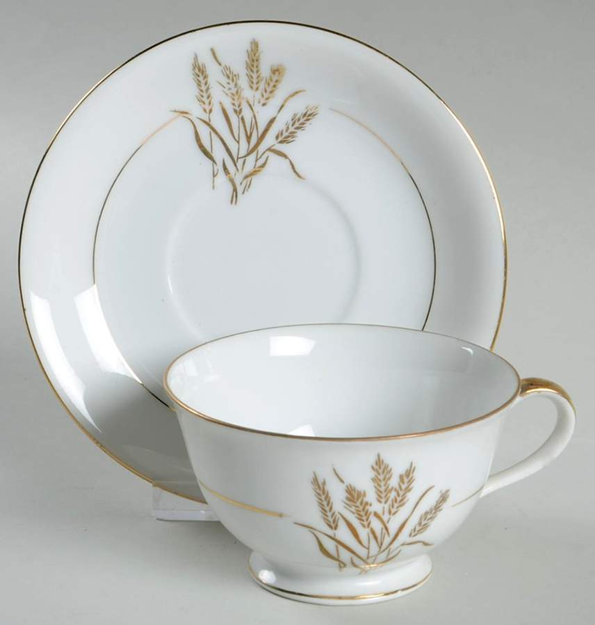 Flowing Wheat Footed Cup & Saucer Set by Fine China of Japan-1