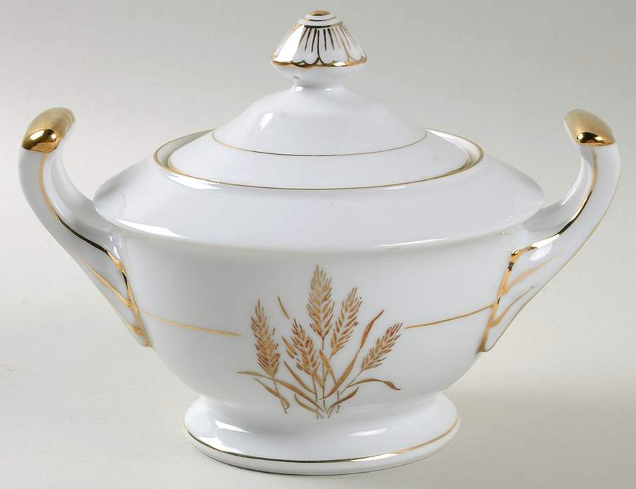 Flowing Wheat Sugar Bowl & Lid by Fine China of Japan-1