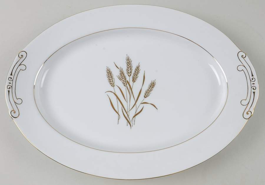 Flowing Wheat 13" Oval Serving Platter by Fine China of Japan-1