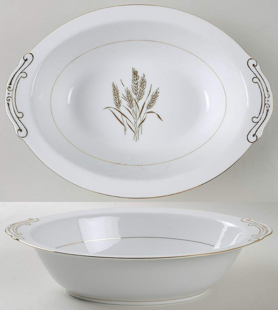 Flowing Wheat 10" Oval Vegetable Bowl by Fine China of Japan-1