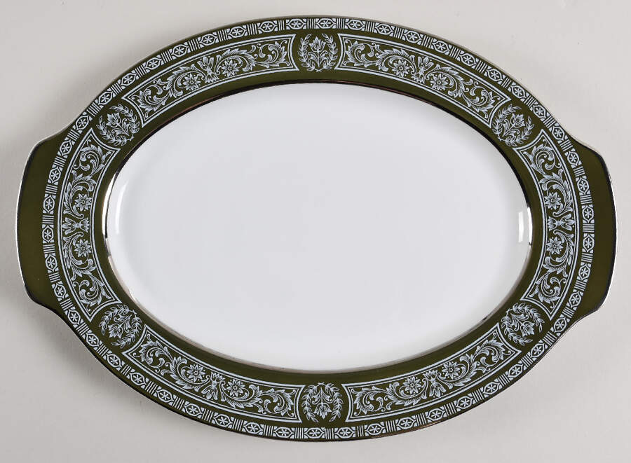 Forest Damask 12" Oval Serving Platter by Sears-1