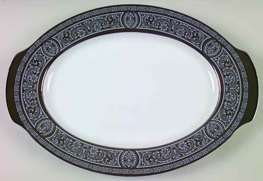 Forest Damask 14" Oval Serving Platter by Sears-1