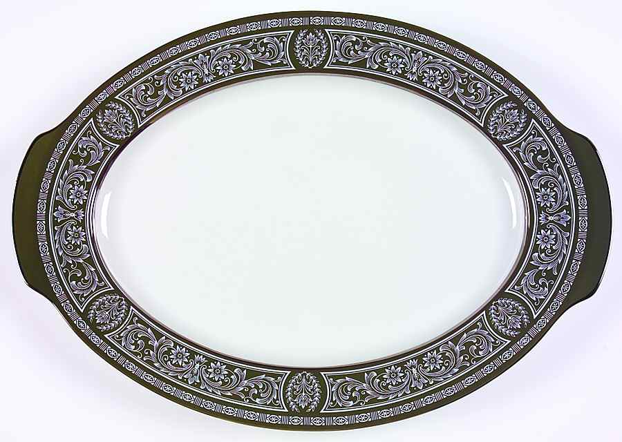 Forest Damask 17" Oval Serving Platter by Sears-1