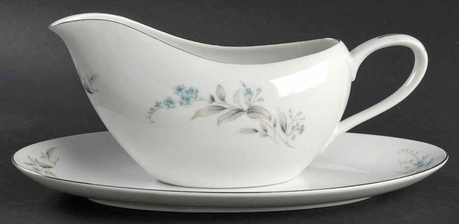 Forget Me Not Gravy Boat & Underplate by Fine China of Japan-1