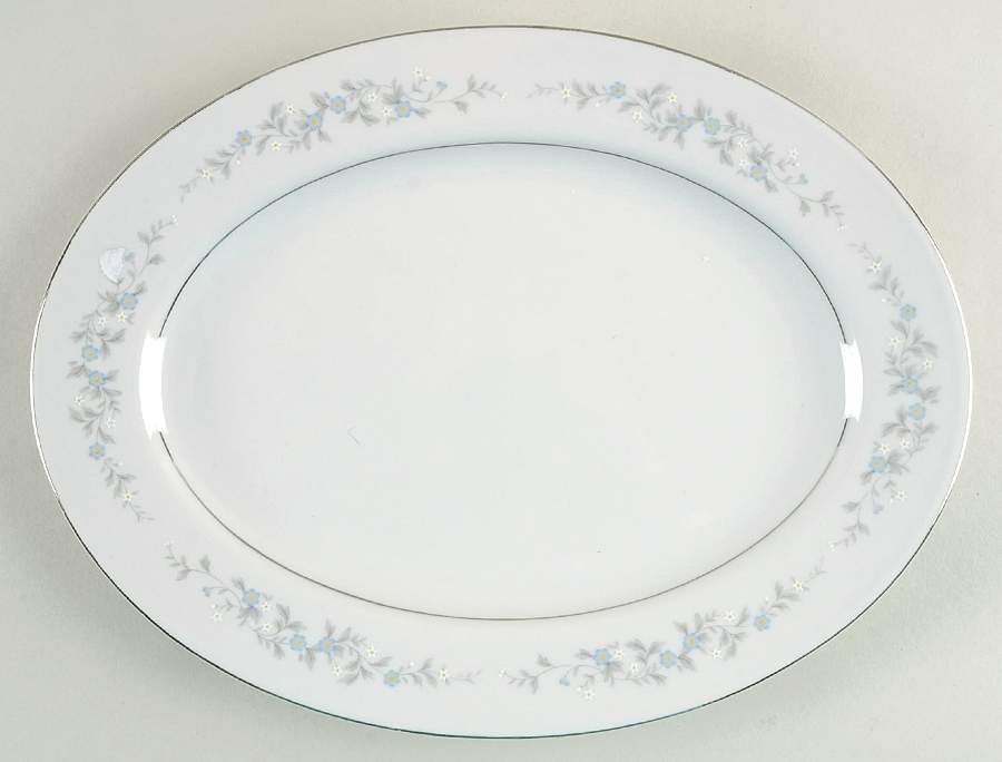 Forget Me Not 12" Oval Serving Platter by Fine China of Japan-1