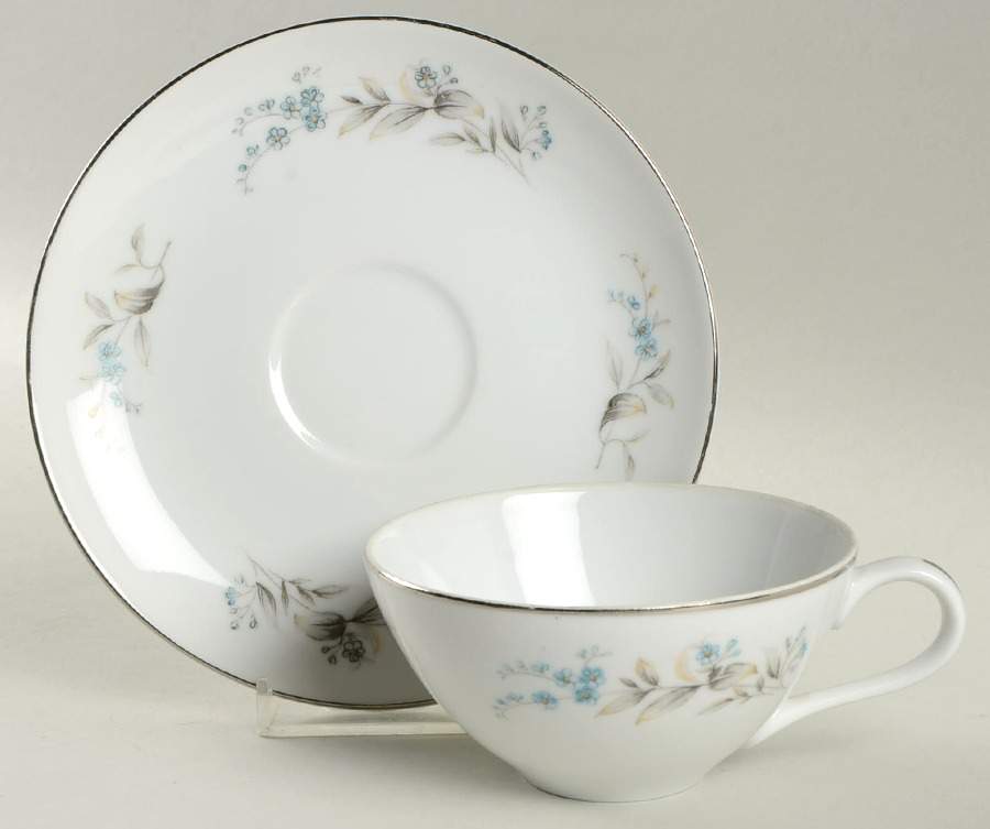 Forget Me Not Flat Cup & Saucer Set by Fine China of Japan-1