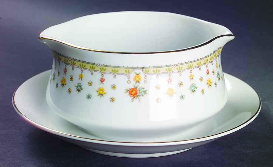 Garden Bouquet Gravy Boat with Attached Underplate by Fine China of Japan-1