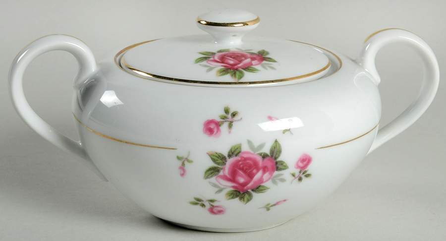 Gemini Rose Sugar Bowl & Lid by Fine China of Japan-1
