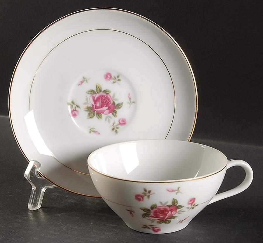 Gemini Rose Flat Cup & Saucer Set by Fine China of Japan-1