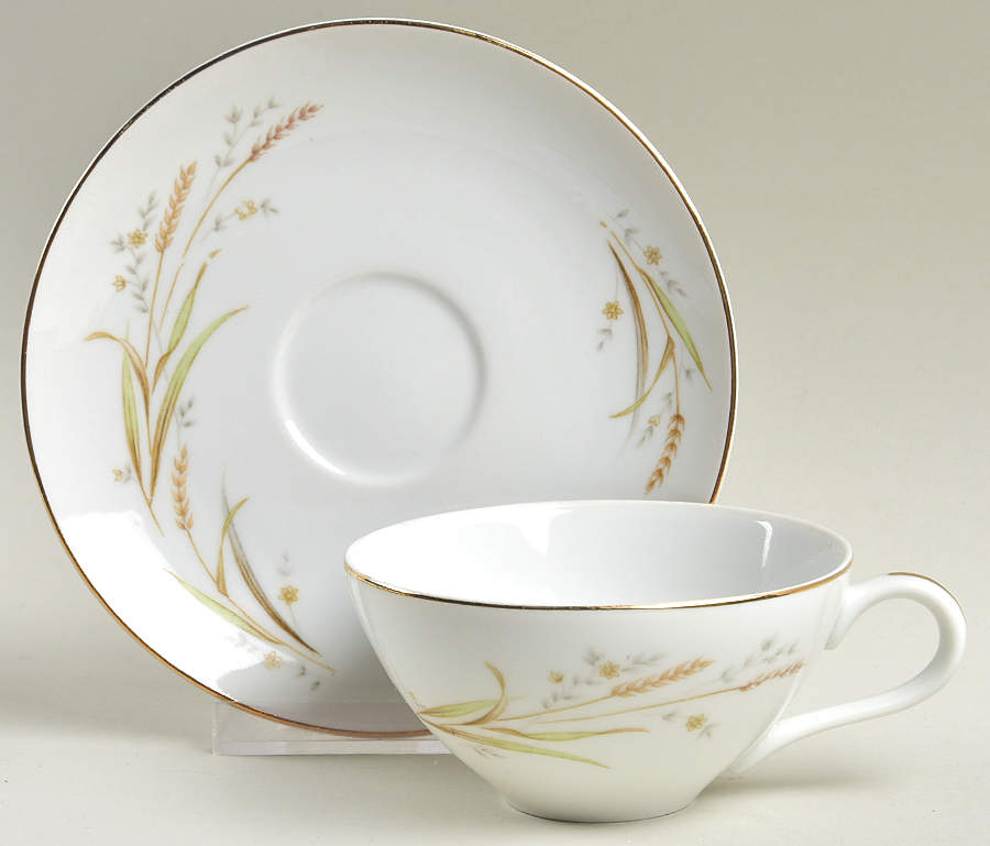 Golden Harvest Flat Cup & Saucer Set by Fine China of Japan-1