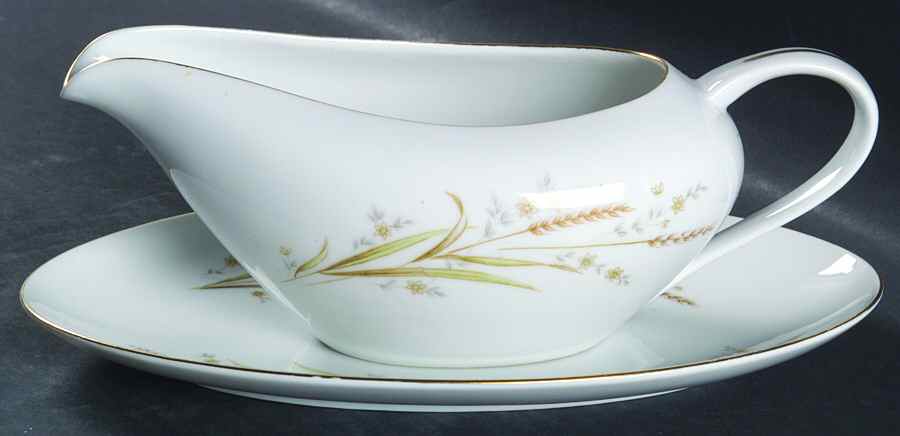 Golden Harvest Gravy Boat & Underplate/Relish by Fine China of Japan-1