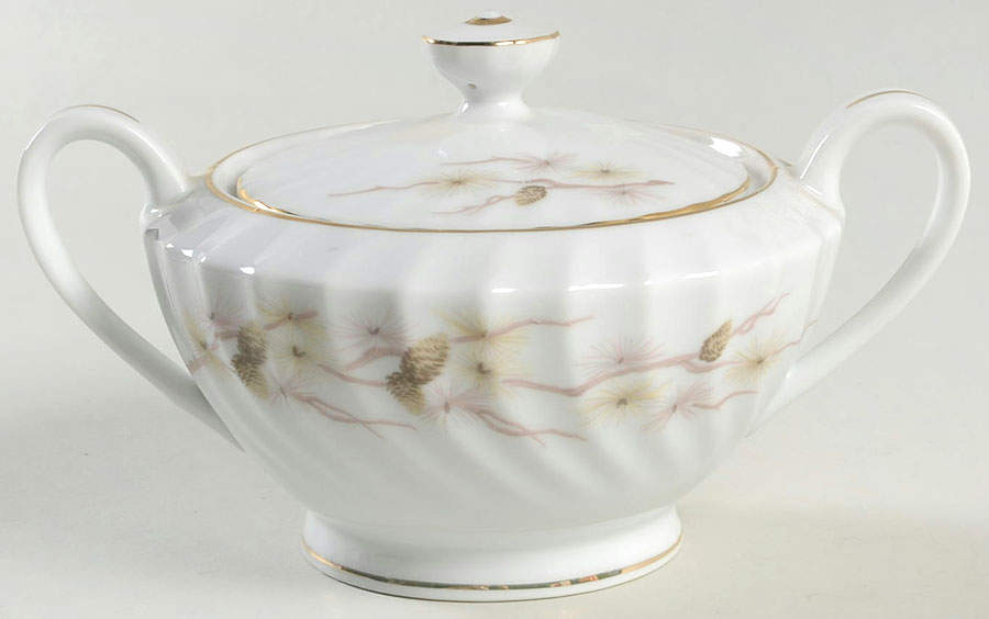 Golden Pine Sugar Bowl & Lid by Fine China of Japan-1