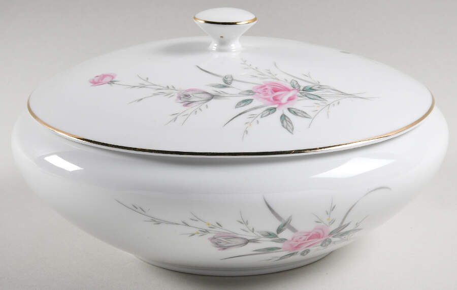 Golden Rose (Pink Roses, Msi) Round Covered Vegetable by Fine China of Japan-1