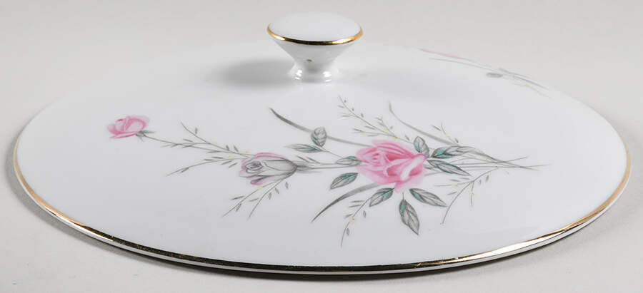 Golden Rose (Pink Roses, Msi) Lid for Round Vegetable by Fine China of Japan-1