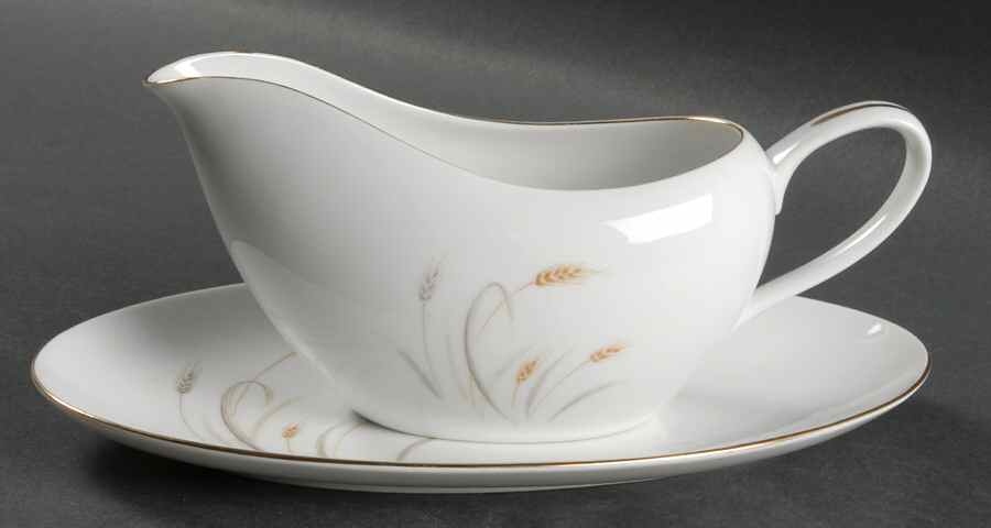 Golden Wheat Gravy Boat & Underplate/Relish by Fine China of Japan-1
