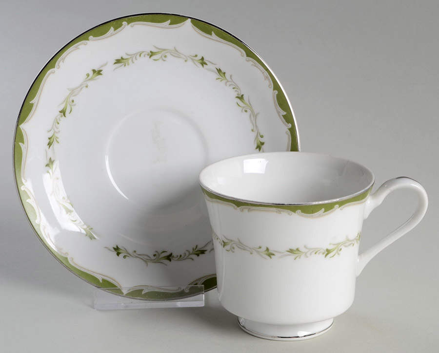 Green Bay Footed Cup & Saucer Set by Fine China of Japan-1