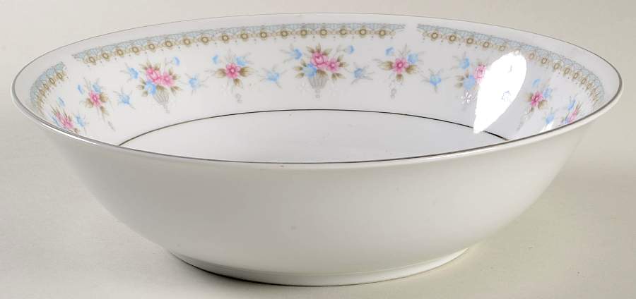 Heather (Platinum Trim) 9" Round Vegetable Bowl by Fine China of Japan-1