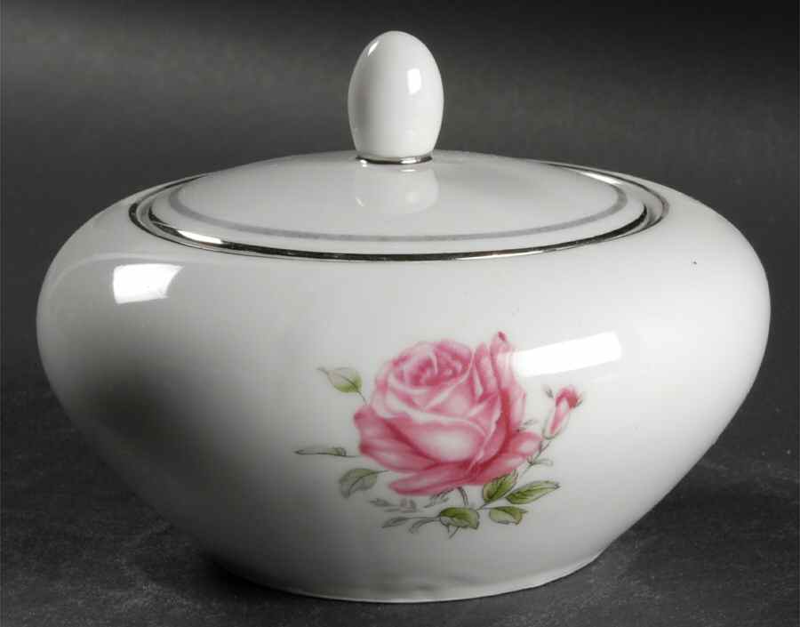 Imperial Rose Sugar Bowl & Lid by Fine China of Japan-1