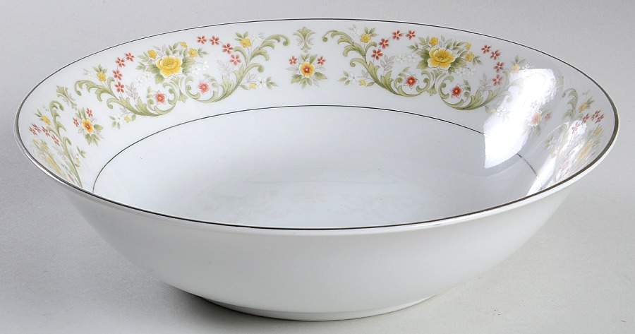 June (Platinum Trim) 9" Round Vegetable Bowl by Fine China of Japan-1