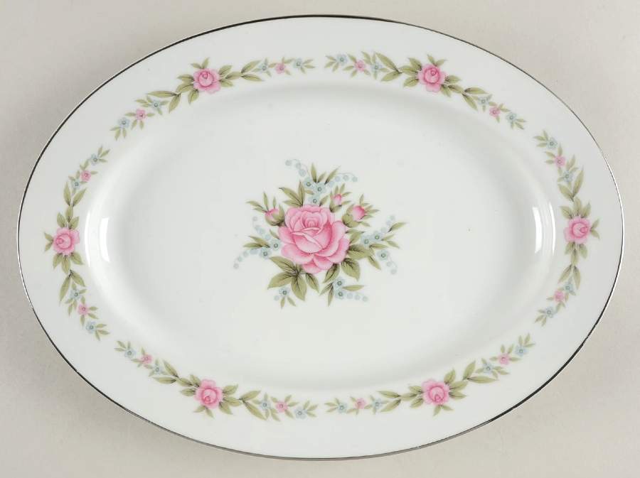 Melody Rose 12" Oval Serving Platter by Fine China of Japan-1