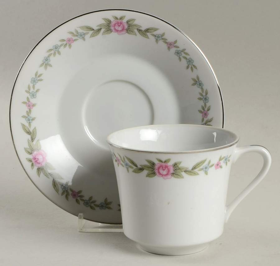 Melody Rose Flat Cup & Saucer Set by Fine China of Japan-1
