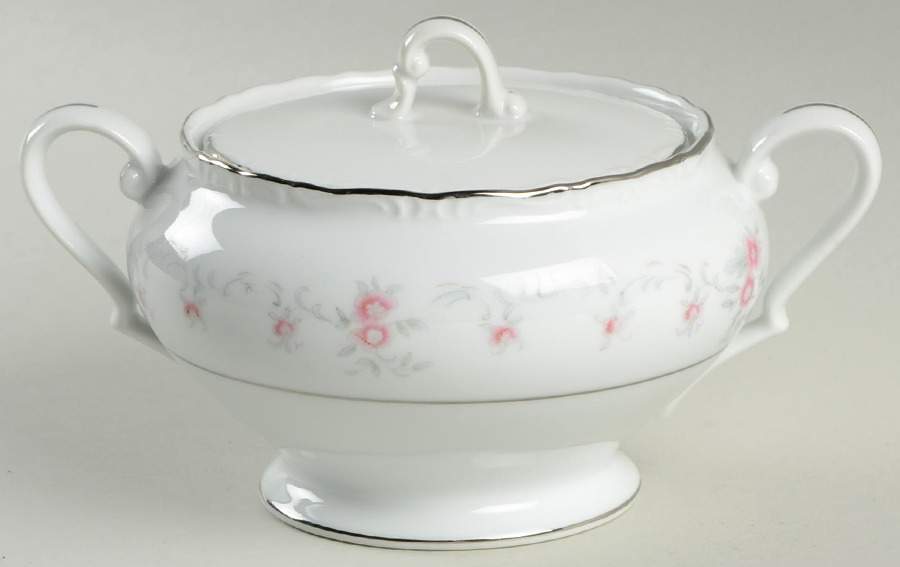 Minuet (Platinum Trim) Sugar Bowl & Lid by Fine China of Japan-1