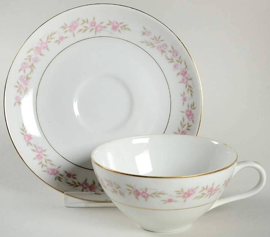 Minuet (Gold Trim) Flat Cup & Saucer Set by Fine China of Japan-1