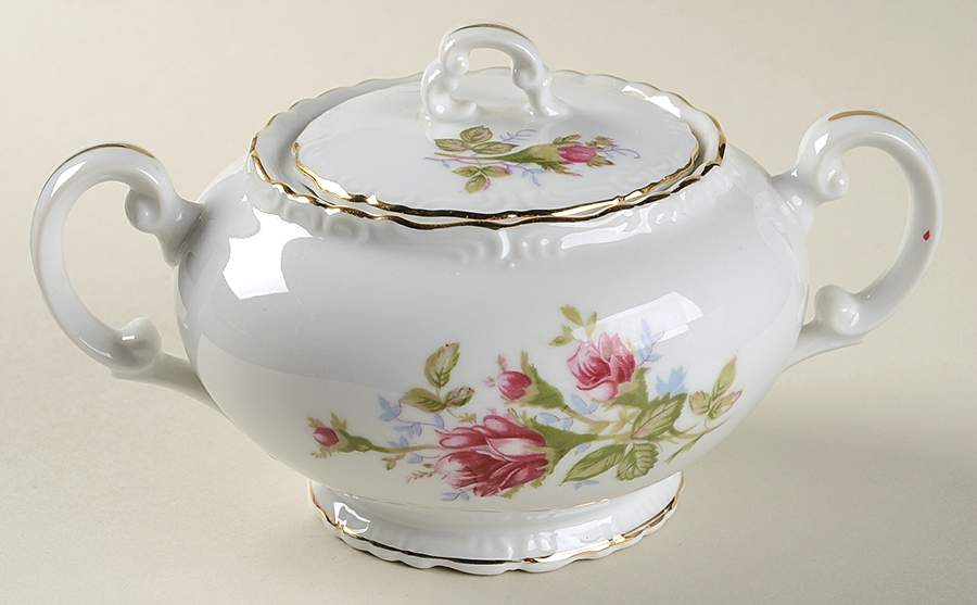 Moss Rose Sugar Bowl & Lid by Fine China of Japan-1