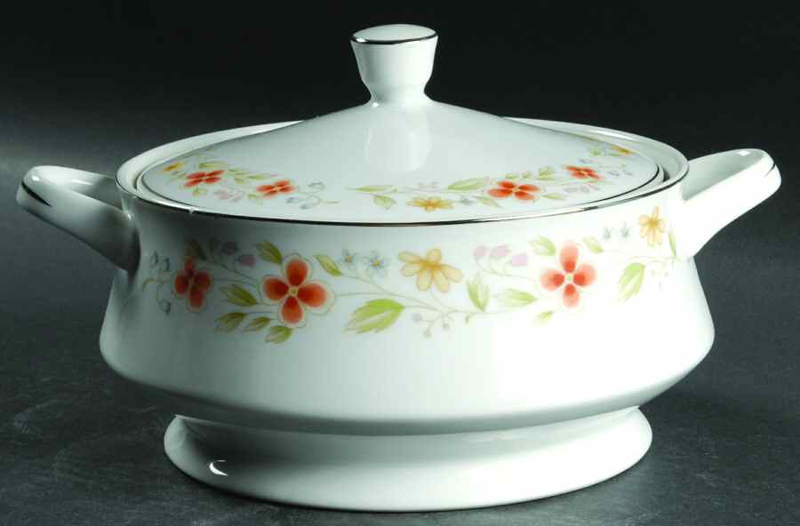 Petite Flowers Round Covered Vegetable by Fine China of Japan-1