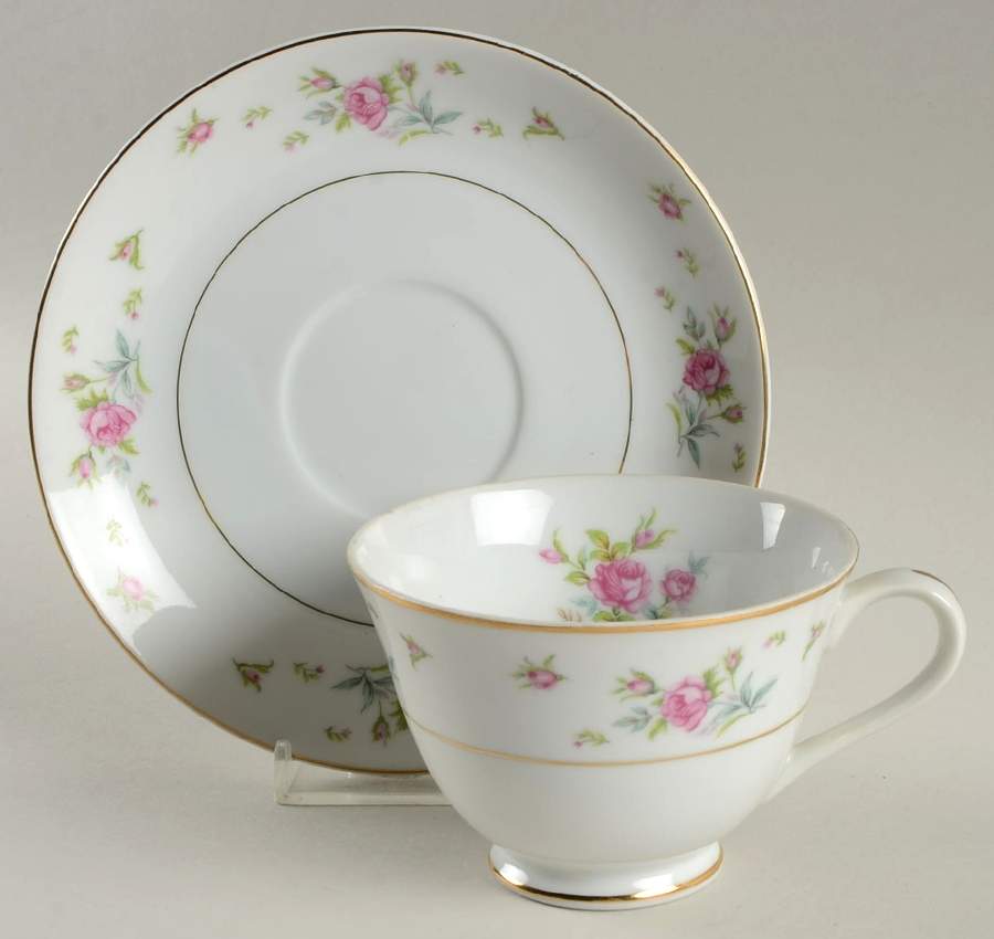Petite Rose Footed Cup & Saucer Set by Fine China of Japan-1