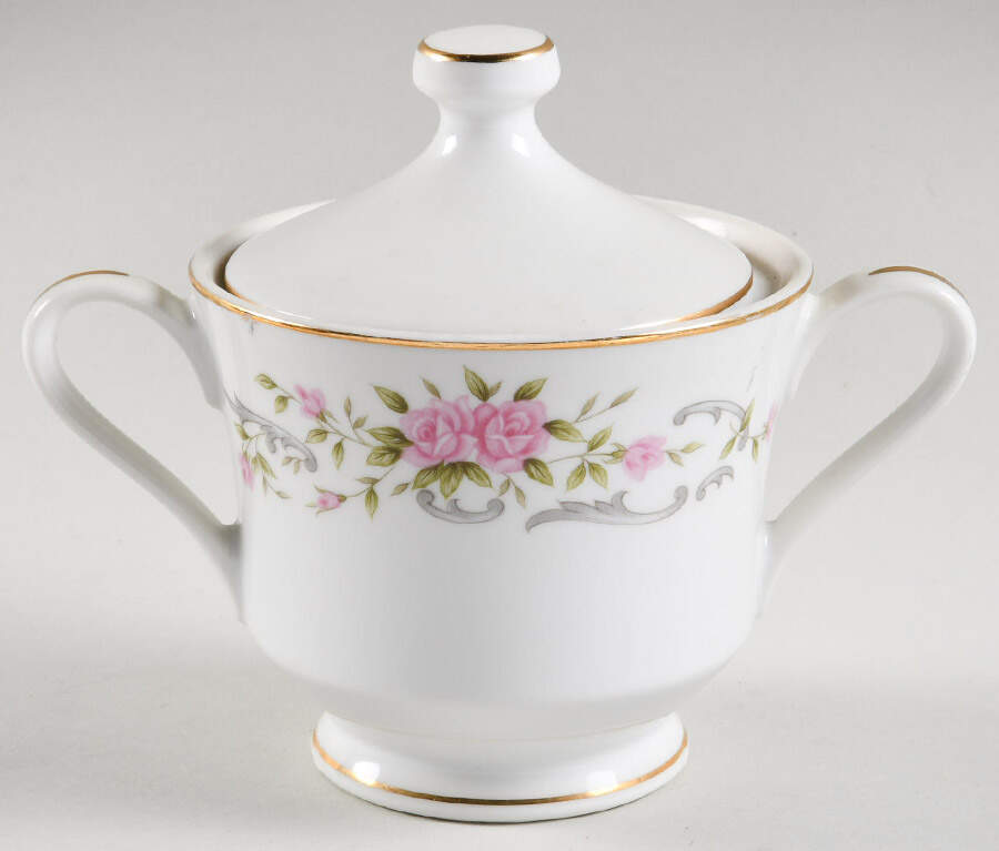 Pink Rose Sugar Bowl & Lid by Fine China of Japan-1
