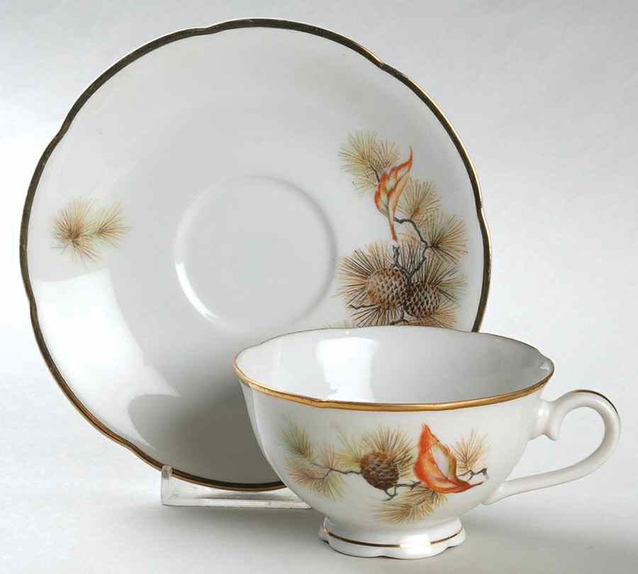 Pine Tree Footed Cup & Saucer Set by Fine China of Japan-1
