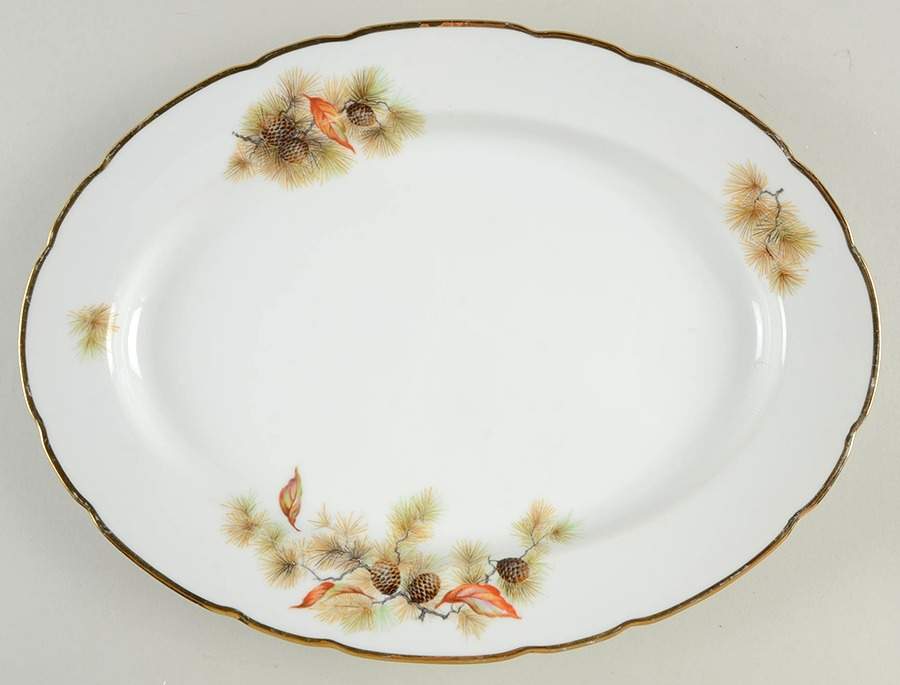 Pine Tree 14" Oval Serving Platter by Fine China of Japan-1