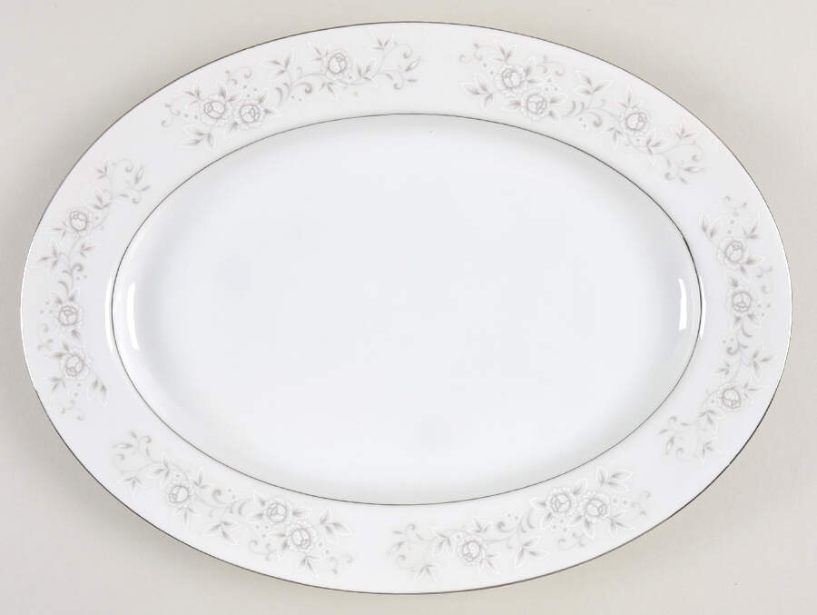 Platinum Rose 12" Oval Serving Platter by Fine China of Japan-1